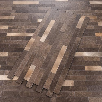 StyloVue 20 Sheets Peel and Stick Backsplash for Kitchen, Dark Brown with Metal Gold Look Stick on Tile Upgrade Your Kitchen Backsplash, RV, Fireplace - color: Dark Brown With Metal Gold
