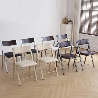 Folding Chairs 2 Pack, 450Lbs Steel Frame Foldable Dining Chairs, Wood | 1.37" Folded, Waterproof Rustproof Indoor Outdoor Padded Folding Chairs for Dining Room, Conference Rooms, Weddings, Events - color: Wood