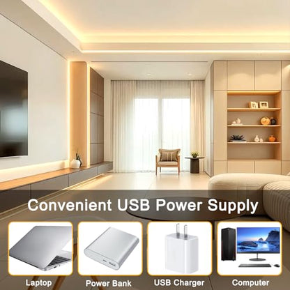 COB LED Strip Light 6ft Warm White,320LED/M 5V LED Strip Lights | Dimmable 3000K TV Backlight,USB Powered Flexible Under Cabinet LED Tape Light for Bedroom,Kitchen,Home DIY Lighting - color: Warm White, size: 6ft