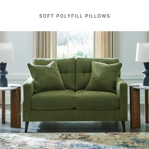 Signature Design by Ashley Bixler Loveseat Sofa, Green Small Couch | Fully assembled, 57 in W small couch, Olive green chenille upholstery, Anti-sag platform foundation - color: Green