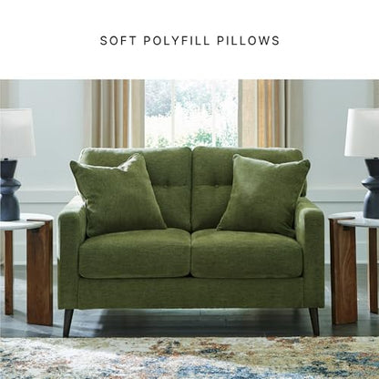 Signature Design by Ashley Bixler Loveseat Sofa, Green Small Couch | Fully assembled, 57 in W small couch, Olive green chenille upholstery, Anti-sag platform foundation - color: Green