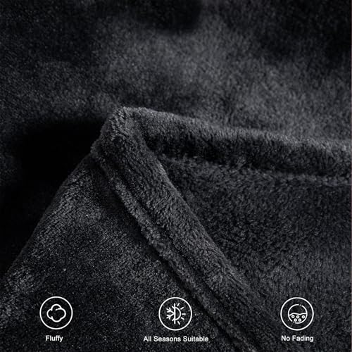 TASTHROW Black Throw Blanket 50x60 Inches | Soft Plush Cozy Fleece Flannel Throw Blanket, Lightweight Warm Throws for Bed, Couch, Bedroom and Living Room, All Seasons - color: Black, size: 50"x60"