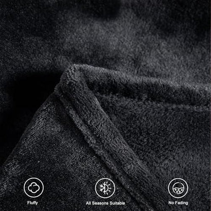 TASTHROW Black Throw Blanket 50x60 Inches | Soft Plush Cozy Fleece Flannel Throw Blanket, Lightweight Warm Throws for Bed, Couch, Bedroom and Living Room, All Seasons - color: Black, size: 50"x60"