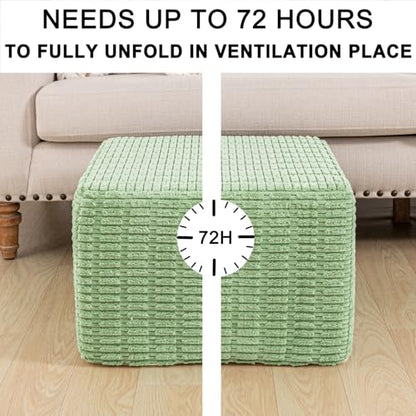 Asuprui Square Pouf Ottoman, Foot Rest for Couch Sofa,Sage Green, 20x14 in | Footstool Ottoman,Stuffed Pouf Ottoman,All-One Foam Filler, Footrest,Beanbag Chair,Floor Pouf for Living Room Wedding Bedroom - color: Sage Green