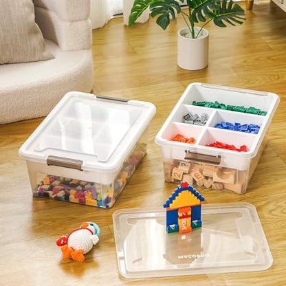 17QT Clear Plastic Craft Storage Box with Removable Tray & Lid - 2 packs | white container, art supply organizer for playdoh, sewing, beads & craft tools, space-saving stackable bins - size: 2Pack-17QT