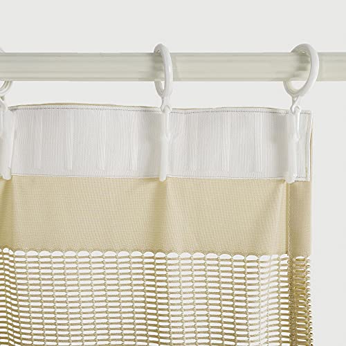 8ft Wide x 8ft Tall Room Divider Privacy Partation Curtains | 1 Panel, Beige, Cubicle Curtain With Flexible Flat Hooks, Privacy Screen, 96 Inches Long, 96W x 96L - color: Beige, size: 96"W x 96"L (Pack of 1)
