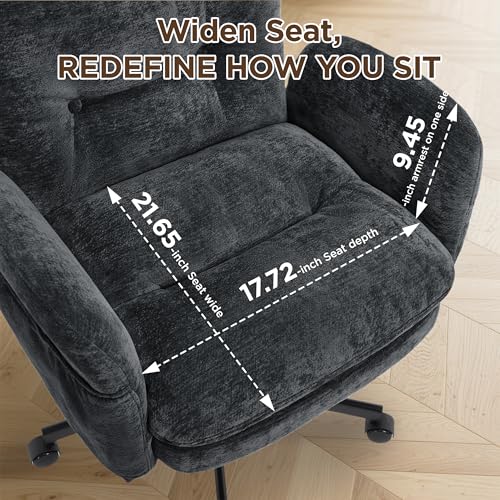 FiveWillowise Cross Legged Office Chair with Flip-up Arms&Low Back,Blue | Criss Cross Chair With Thicken Wide Seat,Lounge Makeup Vanity Chairs with Side Pockets,Comfy Home Office Desk Chair,Chenille - color: Blue