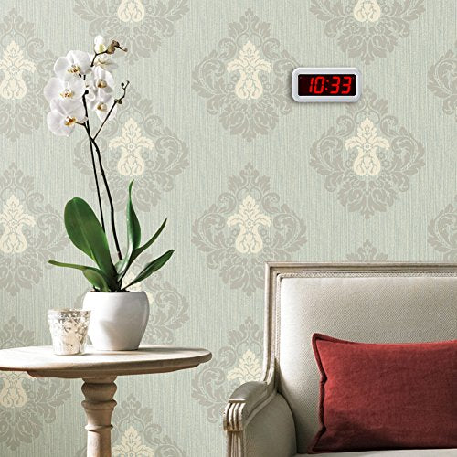 Digital Alarm Clock Battery Operated with LED Display for Bedrooms, Long Battery Life for 12 Months, 3 Brightness Adjustable, 12/24 Hour, Snooze, White Case with Red Digits - color: White-red