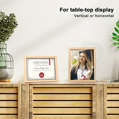 8.5x11 Picture Frame Natural, Solid Wood Diploma Frames with Acrylic Plexiglass for Pictures, Certificate Degree Document Frame Tabletop and Wall Mounting Display, Set of 4 - color: Natural, size: 8.5x11