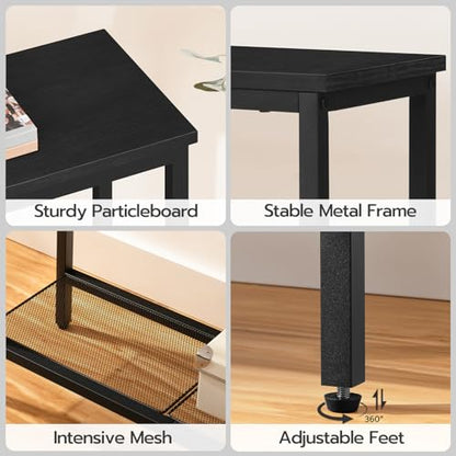 HOOBRO 29.5" Narrow Console Table, Small Entryway Table with Shelf, 2 Tier Thin Sofa Table, Behind Couch Table, Side Table, for Hallway, Living Room, Bedroom, Black BB74XG01 - color: Black