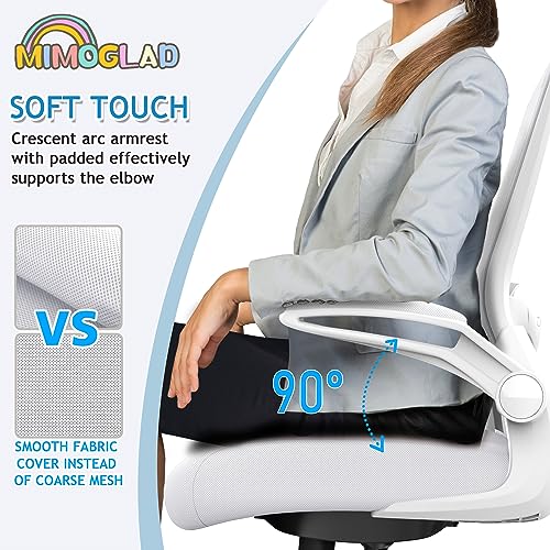 Mimoglad Ergonomic High Back Mesh Office Chair, Adjustable Lumbar Support, Thickened Seat Cushion - color: Ivory White