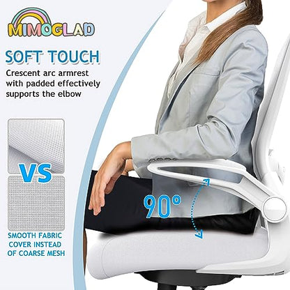 Mimoglad Ergonomic High Back Mesh Office Chair, Adjustable Lumbar Support, Thickened Seat Cushion - color: Ivory White