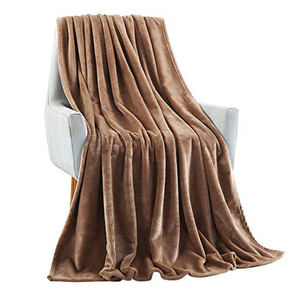 TASTHROW Large Flannel Fleece Throw Blanket, 50×70 Inch | Cozy Lightweight Thick Blanket - All Seasons Suitable for Women, Men and Kids (Light Coffee) - color: Light Coffee, size: 50"x70"