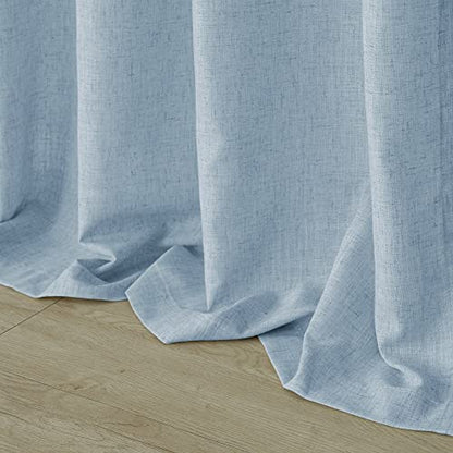 Mrs.Naturall Light Blue Curtains 63 Inch Length, Back Tab Summer Ocean Themed Airy Semi Sheer Linen Window Curtains for Living Room Bedroom Nursery 2 Panel Set, Baby Sky Blue - color: Light Blue, size: 52"W x 63"L (Pack of 2)