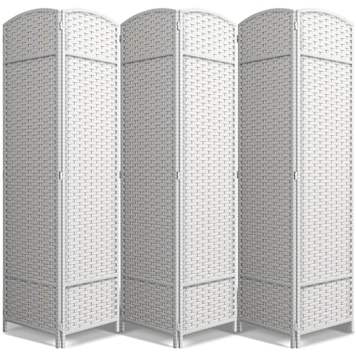 Sorbus 6 Panel Room Divider 6 ft. Tall - Privacy Screen, Extra Wide Double Hinged Panels, Mesh Hand-Woven Design, Partition Room Dividers and Folding Privacy Screens, Wall Divider for Room Separation - color: White, size: 6 Panel
