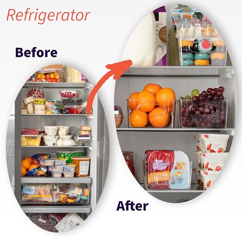 ClearSpace Pantry Storage Bins with Removable Dividers, XL, 4 Pack | Pantry storage bin for organizing food items, kitchen essentials, and refrigerator storage - size: 15"L x 7.5"W x 3.5"H