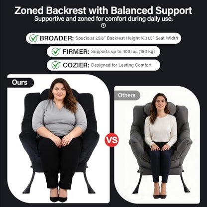 Lazy Chair with Ottoman, Velvet Reading Chair with Pillow， Black | Comfy Accent Lounge Chair with Pillow & folding Foot Stool, sturdy metal frame for bedroom, dorm or apartment, Living Room - color: Pure Black