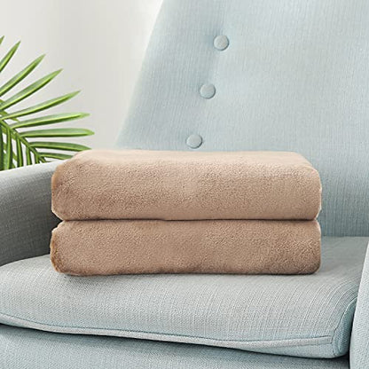 TASTHROW Large Flannel Fleece Throw Blanket, 50×70 Inch | Cozy Lightweight Thick Blanket - All Seasons Suitable for Women, Men and Kids (Two Pack, Lightcoffee) - color: Light Coffee, size: Two Pack 50"x70"