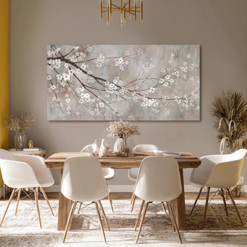 XIANSHOU Botanical Wall Decor Paintings Canvas Wall Art for Living Room White Flower Pictures Artwork Decorations for Bedroom Dining Room Office 29"x 58" Home Decor Ready to Hang - color: Brown, size: 58"L x 29"W