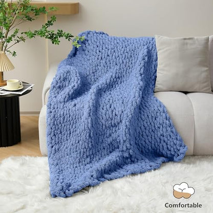 Cozyful Chunky Yarn for Hand Knitting - #10 Chunky Chenille Yarn, Jumbo Big Thick Chunky Yarns for Crocheting, Super Bulky Chunky Knit Blanket Yarns, 8 Skein (22 yds 8 oz Each Skein), Country Blue - color: Country Blue