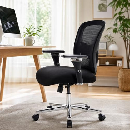 DUMOS Big and Tall Office Desk Chair, Ergonomic Mesh Computer Chair | Comfortable Lumbar Support, 4D Armrest, 500lbs Heavy Duty, Wide Seat, 360° Swivel Rolling Wheels, Adult, Ink - color: Ink