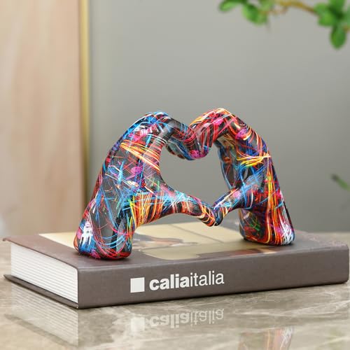 Heart Hands Sculpture Room Decor Hand Heart Statue Bracelet Holder Decorative Hand Art for Bedroom Living Room Bookshelf and Coffee Table