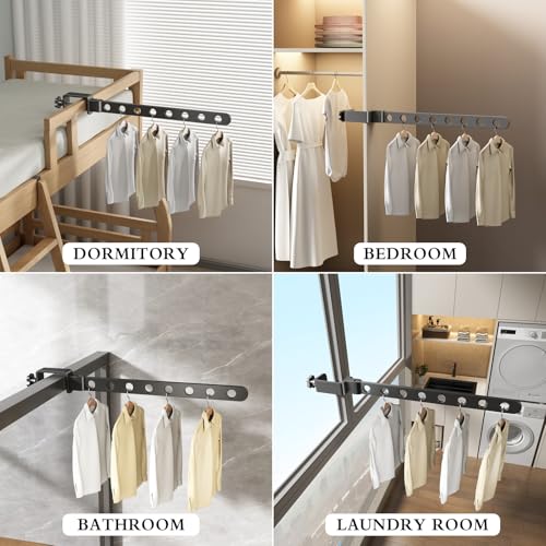 Foldable Drying Rack for Dorm, Laundry Drying Rack Collapsible with Clamp Design, Small Indoor Clothing Rack, No Drill, Space Saving, Suitable for RV, Balcony Railing, Door, Wardrobe, Bed Edges