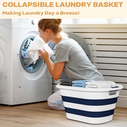 43L(11.5Gallon) Collapsible Laundry Baskets plastic (Blue, 2 Packs) | Pop Up Laundry hamper/Storage Container, Foldable Laundry Basket with Large Capacity,Sturdy,Space Saver - color: Blue