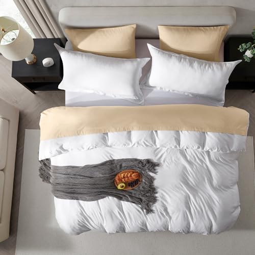 Hearth & Harbor Twin Duvet Cover Set - 2 Piece Soft Prewashed Bedding Set Twin/Twin XL - Includes 1 Duvet Cover 68x90 inches with Zipper Closure and 1 Pillow Sham, White, Comforter Not Included | 2 Piece Bedding Set, Ultra Soft & Breathable, Easy Care, Co