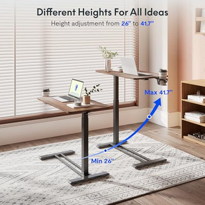 FLEXISPOT 32''Adjustable C Table Gas Spring Mobile Side End Table | Adjustable C table with Wheels, Bedside table for sofa and couch. Laptop Rolling Cart TV Tray, 31.5" W x 17.7" D,Rustic Brown - color: Rustic Brown, size: 32x18