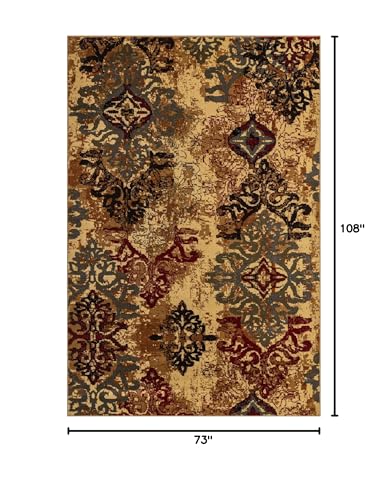 Unique Loom Barista Collection Area Rug - Congencis (6' 1" x 9' Rectangle, Beige/Blue) - size: 6'1" x 9' (Rectangular)