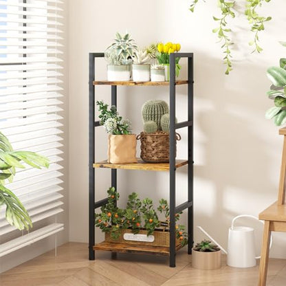 Bookshelf Storage Shelf Bookcase, 3 Tier Industrial Bookcase,Small Book case for Living Room, Bedroom, and Home Office, Easy Assembly Free Combination Multi-Functional Organizer(3 Tier,Rustic Brown) - size: 3 Tier