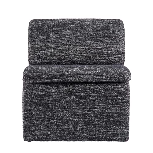 Modway Lume Curved Lounge Chair in Charcoal Boucle Fabric – Modern Upholstered Armless Accent Chair with Padded Cushion - Unique Slipper Chair for Bedroom or Living Room - color: Charcoal