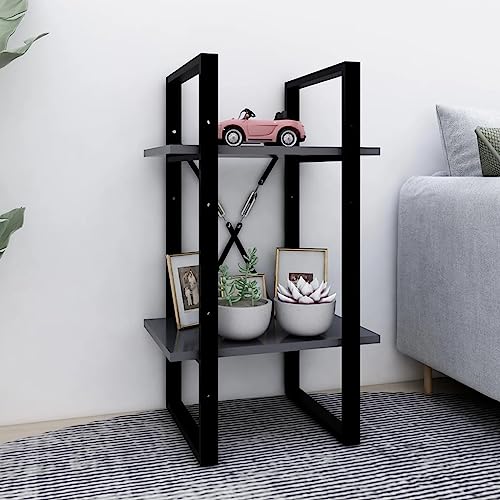 Industrial Gray 2-Tier Book Cabinet, 15.7x11.8x27.6 Inch Small Bookshelf, Engineered Wood Bookcase for Home Office - color: Grey, size: 1 & 27.6"
