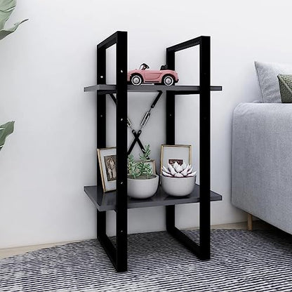 Industrial Gray 2-Tier Book Cabinet, 15.7x11.8x27.6 Inch Small Bookshelf, Engineered Wood Bookcase for Home Office - color: Grey, size: 1 & 27.6"
