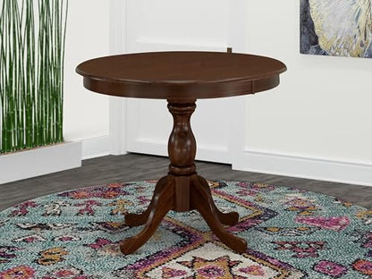 East West Furniture AMT-MAH-TP Antique Dining Room Table - a Round Kitchen Table Top with Pedestal Base, 36x36 Inch, Mahogany - color: Amt-mah-tp