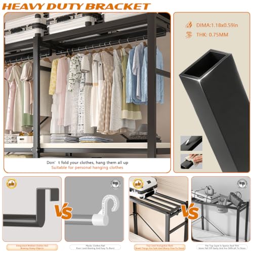 Portable Closet with Drawers Heavy Duty with Cover, KT-white L:59in/150cm - color: Kt Off-white, size: L:59in/150cm