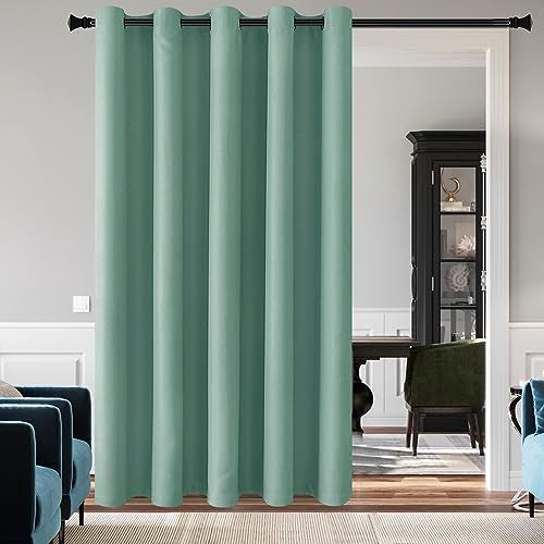 DWCN Blackout Curtain Panel for Bedroom - Thermal Insulated Energy Saving Grommet Blackout Drapery for Patio Door, Room Divider Long Curtain, Sage, W80 by L84, 1 PC - color: Sage, size: 80"W x 84"L (Pack of 1)