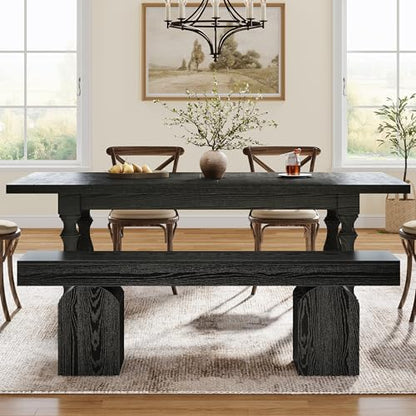 Tribesigns 59" Dining Bench for 2 to 3, Modern Black Dining Table Bench with Arched Base, Extra Long Kitchen Seating for Living Room, Entryway - color: Black