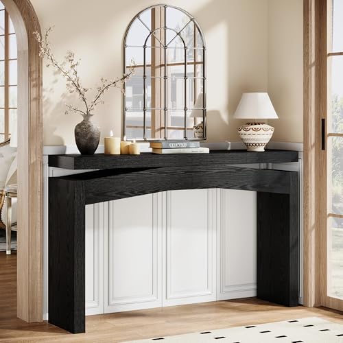 Celaform Console Table for Entryway, 47.2 Inch Long Sofa Table Behind Couch, Farmhouse Wood Style Accent Foyer Entrance Tables for Living Room, Hallway, Easy Assembly (Black) - color: Black