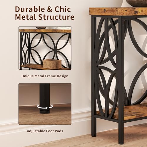 70.9 inch Extra Long Sofa Table, Industrial Console Table Behind Couch | With 2 Tier Storage Shelf, Entryway Console Table for Entryway, Living Room, Foyer, Hallway, Unique Design, Rustic Brown - color: Rustic Brown