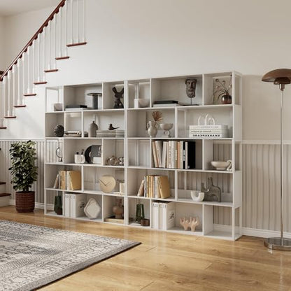 Garvee 5-Tier Bookshelf, Tall Geometric Bookcase, Modern Room Divider & Display Shelf with Anti-Tipping Devices, Mid Century Bookshelf for Living Room, Home Office | Display Shelf with Anti-Tipping Devices, Mid Century Bookshelf for Living Room, Home Offi