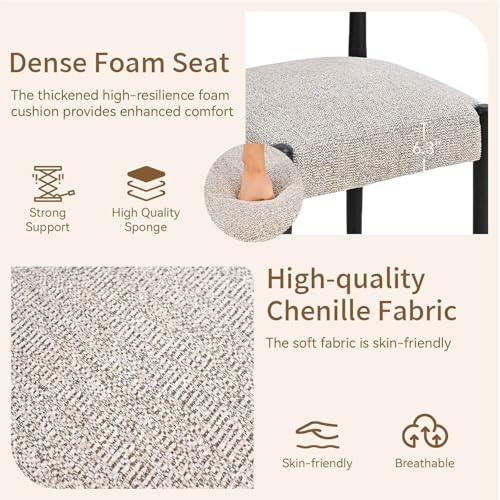 VKNOW Wooden Dining Chairs Set of 2 with Black Wood Legs, Curved Backrest | Modern Upholstered Dining Chairs with Thickened Cushion, Soft Chenille Fabric, for Dining Room/Kitchen, Brown - color: Brown(black Legs), size: Set of 2
