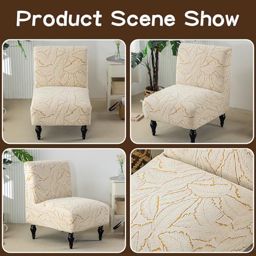Armless Chair Slipcover Chenille Furniture Protector Jacquard Accent Chair Cover Neutral Slipper Chair Slipcovers for Living Room Bedroom Hotel Yellow - color: Yellow