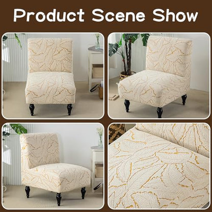 Armless Chair Slipcover Chenille Furniture Protector Jacquard Accent Chair Cover Neutral Slipper Chair Slipcovers for Living Room Bedroom Hotel Yellow - color: Yellow
