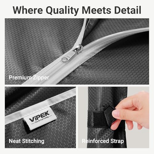 VIPEK V4C Garment Rack with Cover, Heavy Duty Portable Closet Adjustable Metal Clothing Rack for Hanging Clothes with Hanging Rods & Side Hooks, Max Load 810lbs, White Rack with Black Cover - color: White Rack with Black Cover, style: V4C