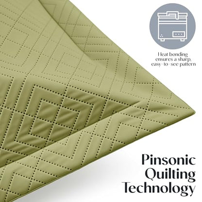 Clara Clark Quilts Twin Size - All Season Bedspread Coverlet Set, Pinsonic Weave Lightweight Bedding Set - 5 Piece Twin Quilt Set with Pillow Shams, Olive Green - Twin Diamond - color: 39 – Olive Green – Diamond, size: Twin