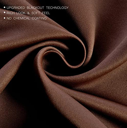 Thermal Insulated Grommet Window Blackout Curtains Panels for Livingroom 1 Pair 52x84 Inch Chocolate, Bonus 2 Tie Backs Included - color: Chocolate, size: 52"W x 84"L (Pack of 2)