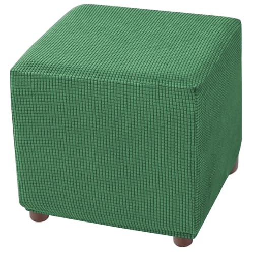 Ottoman Cover Square Storage Ottoman Slipcover Jacquard Stretch Footrest Stool Covers with Elastic Band Cube Storage Stool Ottoman Covers Footstool Sliocovers Protection Dark Green - color: Dark Green