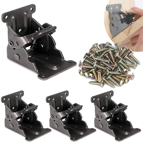 Space Saving Foldable Table Brackets - Heavy Duty Wall Mount Floating Desk Legs, Extendable for Drop Leaf Dining Table, 4 Pack Black-Easy Install